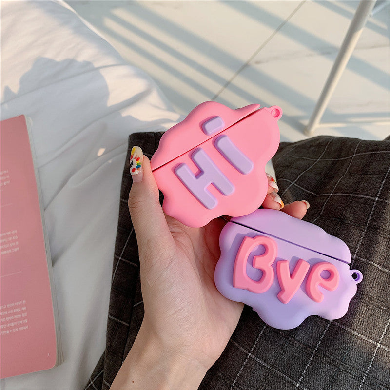 Airpod 2 Case 3D HI BYE Cloud Letter Cartoon Soft Silicone Wireless Earphone Cases for Airpods Case Cute Cover